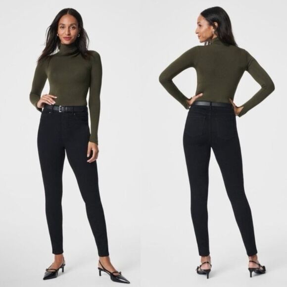 SPANX Black Denim Ankle Skinny Jeans in Clean Black Sz Small NWT 🏷️ - Picture 5 of 14